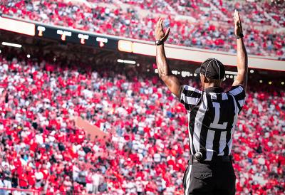 referee and crowd in stadium