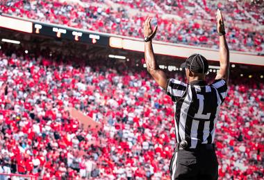 referee and crowd in stadium
